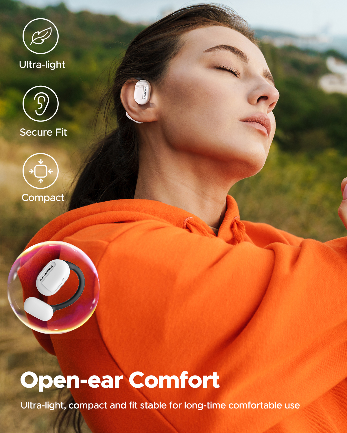 TRUEFREE O1 耳掛け式イヤホン ワイヤレスイヤホン bluetooth5.3 耳を塞がないイヤホン 耳掛け式イヤホン bluetooth オープンイヤー イヤホン オープンイヤー イヤホン bluetooth マルチポイント 10時間連続使用 ながら聴き イヤホン 開放型 ブルートゥースイヤホン AAC/SBC スポーツ イヤホン 快適な装着感