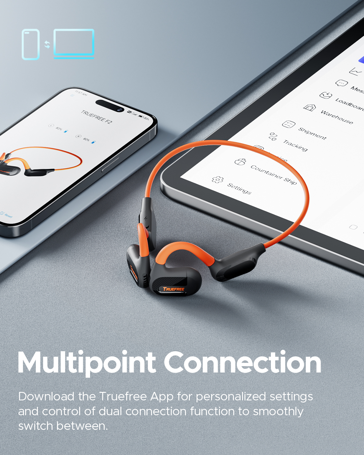 TRUEFREE F2【耳を塞がないイヤホン Bluetooth イヤホン】ワイヤレスイヤホン 首掛けイヤホン AAC/SBC対応 ランニング ネックバンド型 スポーツイヤホン 耳掛け式イヤホン マルチポイントイヤホン 26g重量 Bluetooth 5.3 IPX4防水 ゲームモード付き マイク付きイヤホン こつでんどう イヤホンではない ENCノイズキャンセリング 日本語取扱説明書