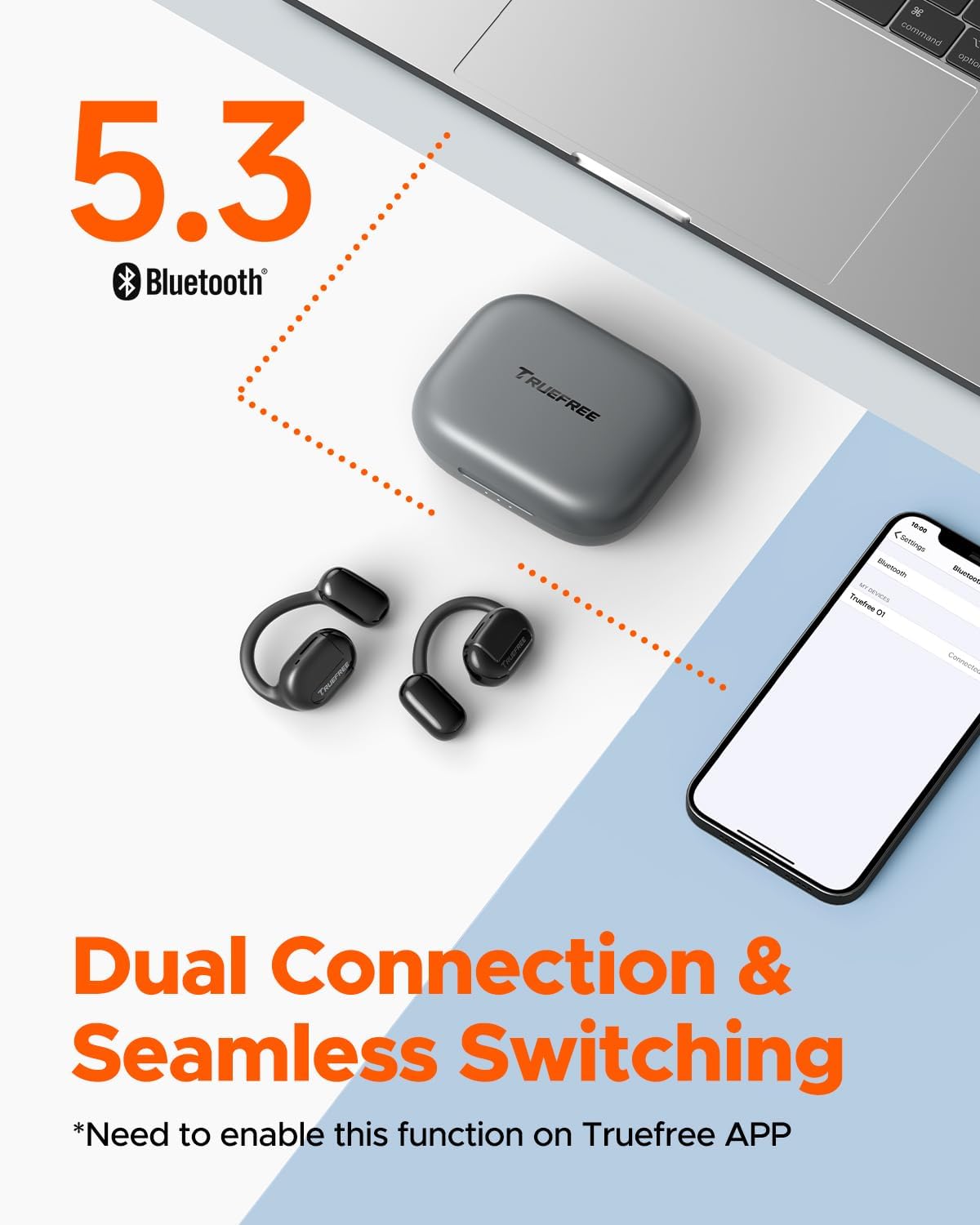 TRUEFREE O1 耳掛け式イヤホン ワイヤレスイヤホン bluetooth5.3 耳を塞がないイヤホン 耳掛け式イヤホン bluetooth オープンイヤー イヤホン オープンイヤー イヤホン bluetooth マルチポイント 10時間連続使用 ながら聴き イヤホン 開放型 ブルートゥースイヤホン AAC/SBC スポーツ イヤホン 快適な装着感