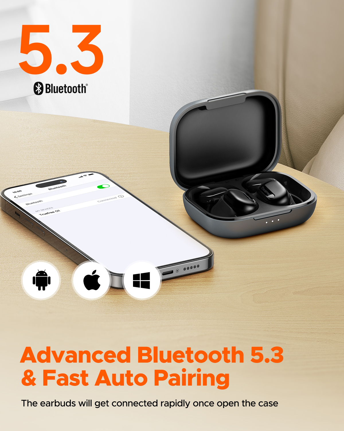 TRUEFREE O1 耳掛け式イヤホン ワイヤレスイヤホン bluetooth5.3 耳を塞がないイヤホン 耳掛け式イヤホン bluetooth オープンイヤー イヤホン オープンイヤー イヤホン bluetooth マルチポイント 10時間連続使用 ながら聴き イヤホン 開放型 ブルートゥースイヤホン AAC/SBC スポーツ イヤホン 快適な装着感