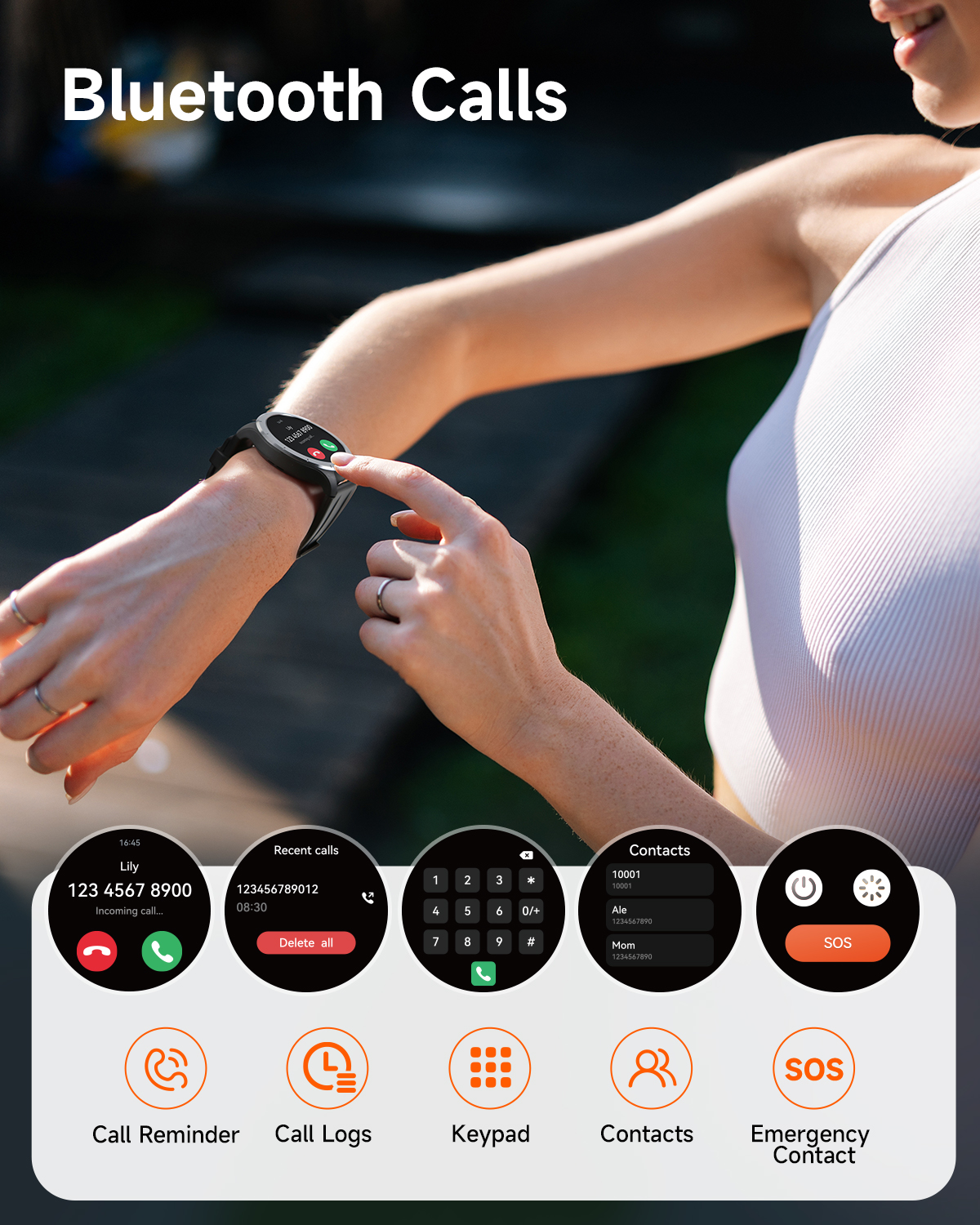 TRUEFREE Watch1 スマートウォッチ 男女兼用 1.53インチ フィットネストラッカー 心拍数、SpO2、睡眠とストレスモニター 127種類のスポーツモード IP68防水 iPhoneとAndroidの通話とメッセージサポート