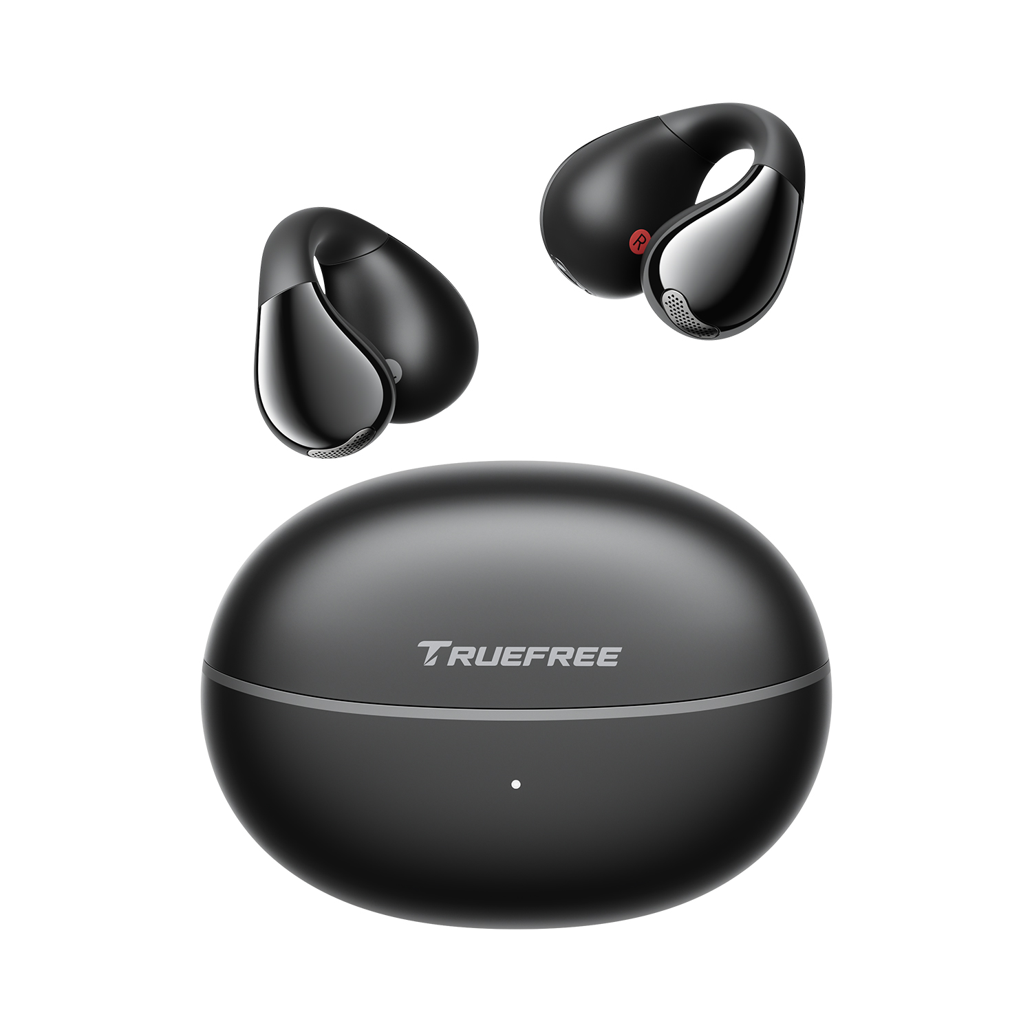 Truefree B1 Open Ear Headphones, Comfort Open Ear Clip Bluetooth Earbuds, 5.4 Wireless Earbuds with Spatial Sounds, Stable Fit, 25H Playtime, Multipoint Connection, App Control, Workout Black