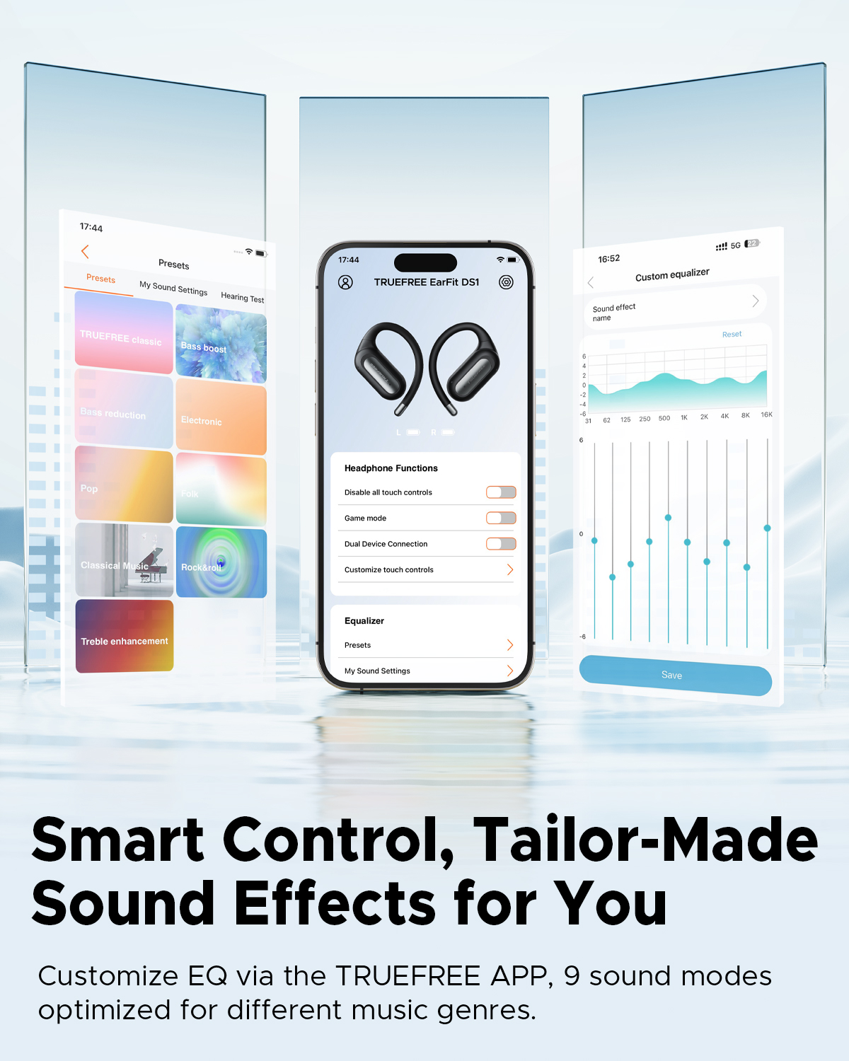 Truefree DS1 Open-Ear Headphones, Bluetooth 6.0 Wireless Earbuds with Ear Hooks, Spatial Sound, 4 Mics Clear Calls, 40H Playtime, Fast Charging, Multipoint Connection, IPX5-Rated for Sports, Snug Fit