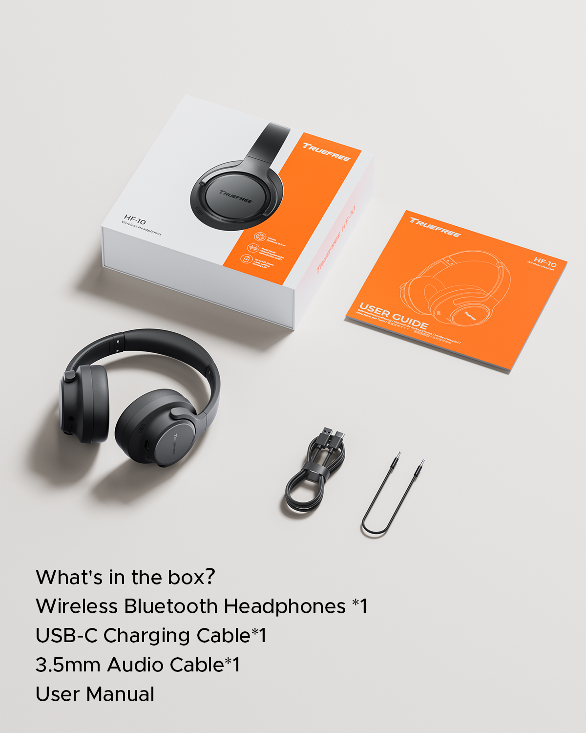 TRUEFREE Over Ear Wireless Headphones, Bluetooth 6.0 Hybrid Active Noise Cancelling Headphones, 125H Playtime, 40mm Driver, Deep Bass, Transparency Mode, Multipoint Connection & App Customize EQ